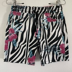 Fresh Prints Of Bel Air Shorts 80s 90s Zebra Animal Print Funky Unisex Small GUC